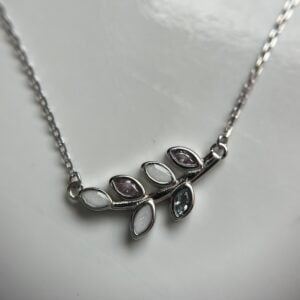 Birthstone Leaf Necklace | Breastmilk Necklace