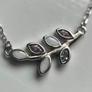 Birthstone Leaf Necklace | Breastmilk Necklace