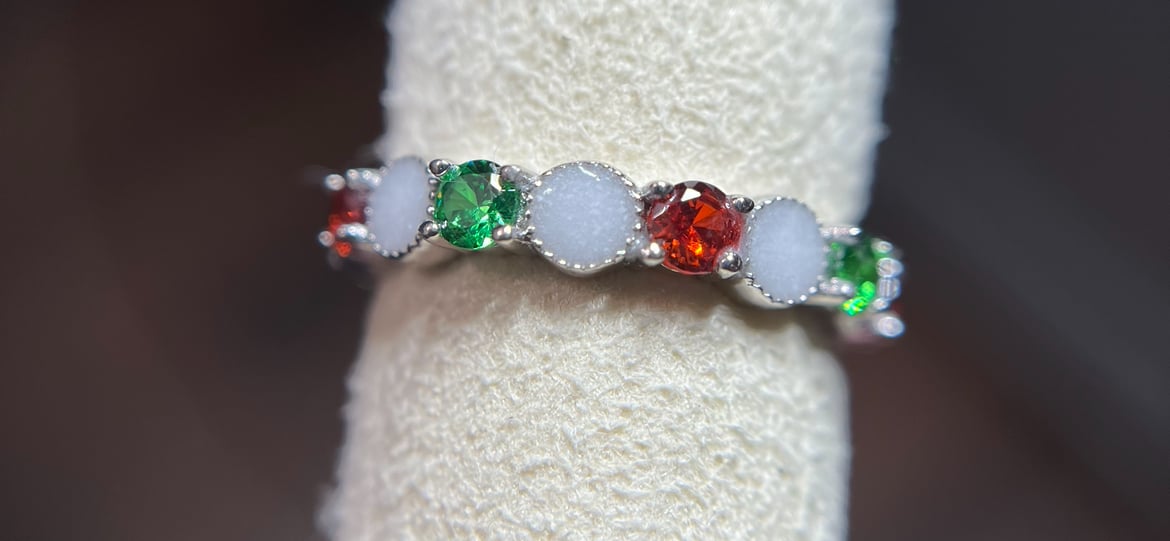 Birthstone Half Band Breastmilk Ring Little Foots Jewelry